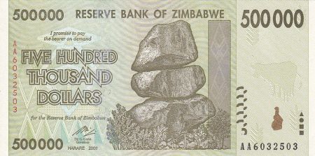 Zimbabwe 500000 Dollars - Chiremba - Vaches - 2008 - Série AA